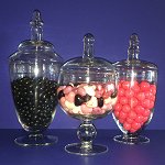 Wedding Candy Buffet Apothecary Glass Jars - set of 3