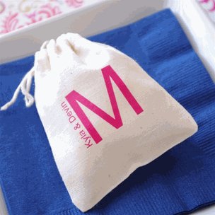 Wedding Favour Monogram Muslin Bags