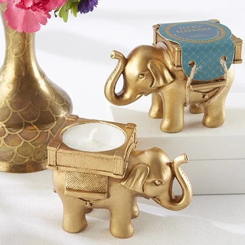 Lucky Golden Elephant Tealight Holder Wedding Favours