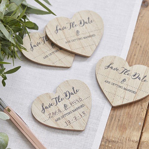 Wedding Invitation - Save The Date Wooden Magnets