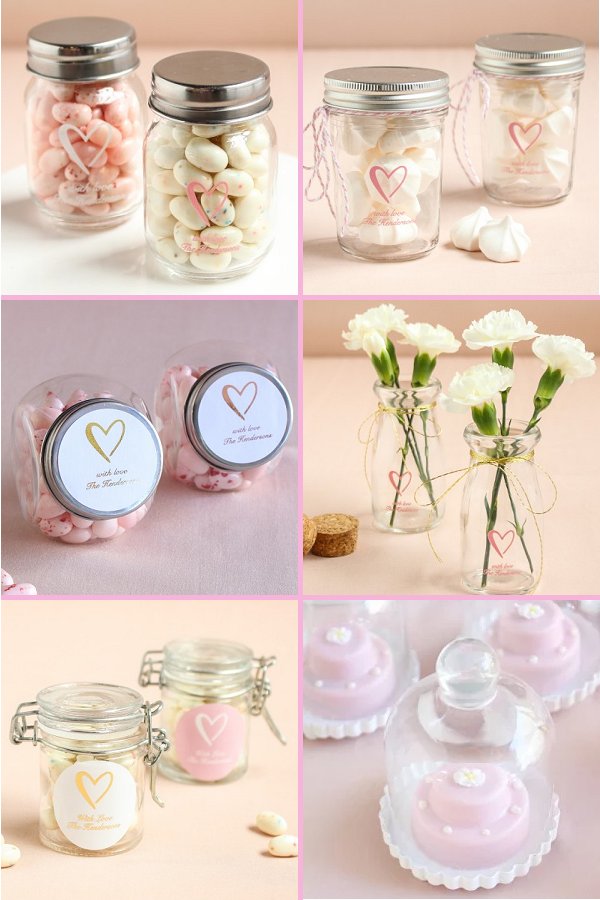 Classic Heart Wedding Theme Glass Jar Favors - WeddingConnexion.com