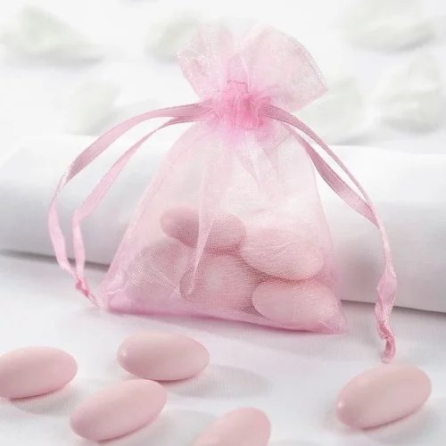 Parisian Chic Bridal Shower Pink Sheer Organza Favor Bags