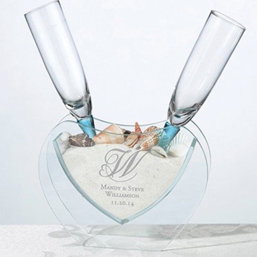 Personalized Wedding Heart Vase With Toasting Flutes