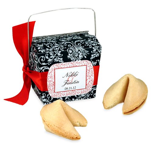 Damask Chinese Fortune Cookies Takeout Favor Boxes
