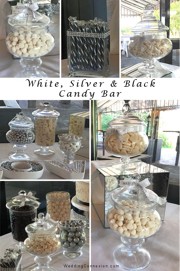 White, Silver and Black Wedding Candy Bar