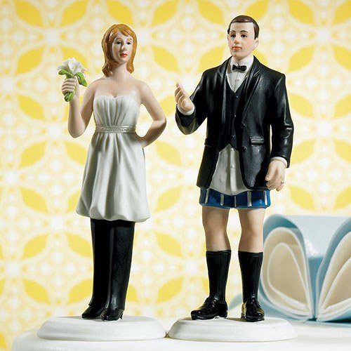 Bride In charge Comical Couple Porcelain Wedding Cake Topper 