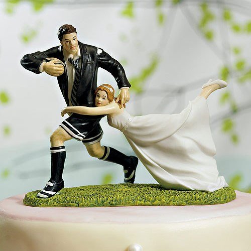 Football Sports Couple Figurine Wedding Cake Topper