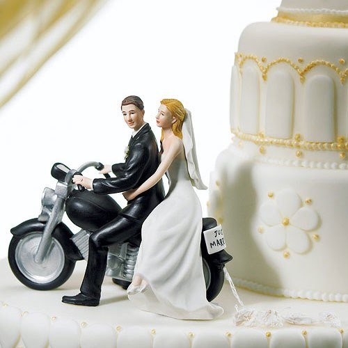 Motorcycle Get Away Sports Couple Figurine Wedding Cake Topper