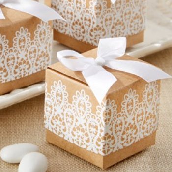 Rustic Lace Kraft Favor Boxes