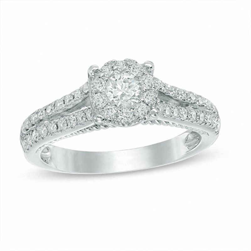 Wedding Jewelry Diamond Frame Split Shank Engagement Ring 