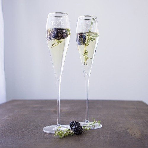 Wedding Reception Personalized Rim Champagne Flutes