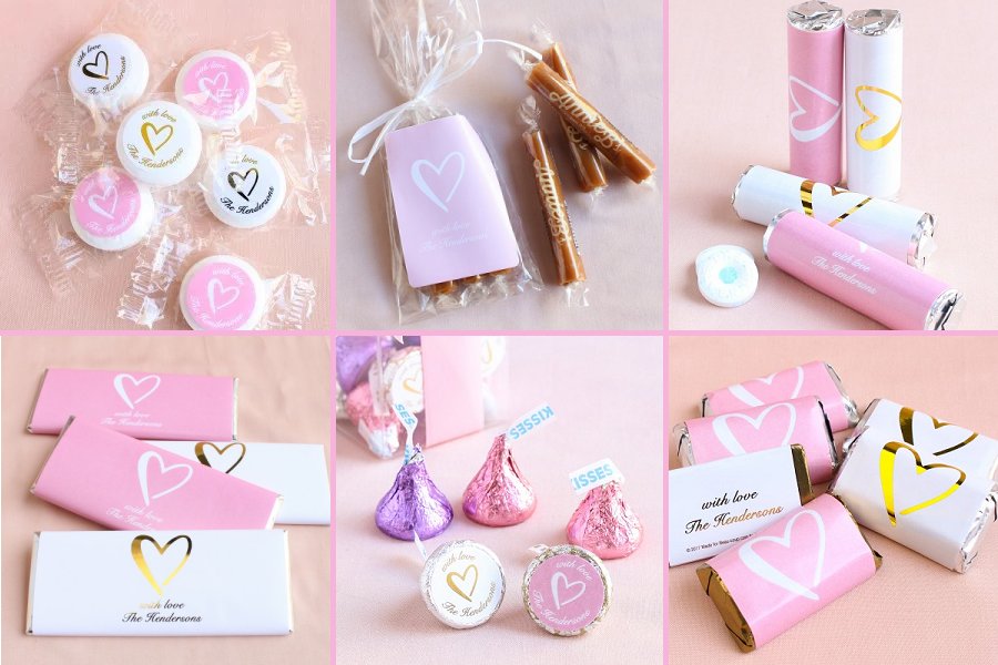 Classic Heart Wedding Theme Edible Favors