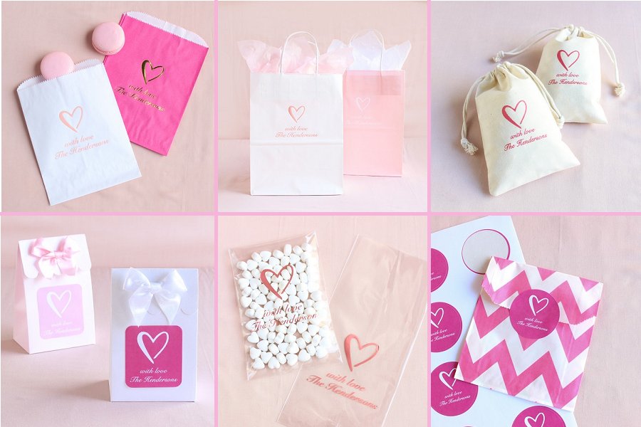 Classic Heart Wedding Theme Favor Bags