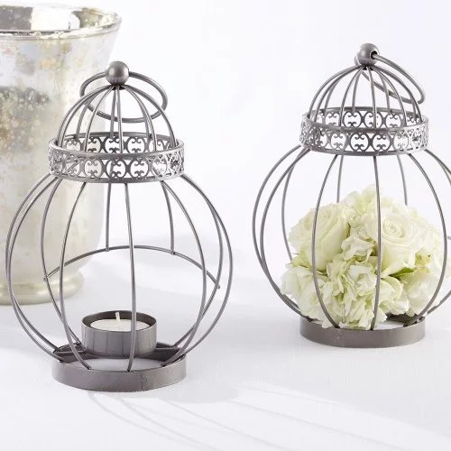 Vintage Antiqued Silver Finish Wedding Table Decor Birdcage Tealight Lanterns