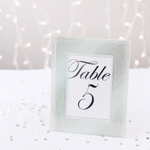 Classy White Wedding Theme Metal Glitter Table number Frame