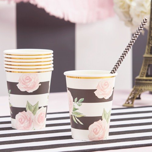 Parisian Chic Bridal Shower Theme Party Paper Cups