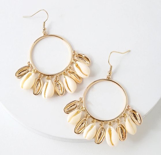 Sand Seeker Gold Cowrie Shell Earrings