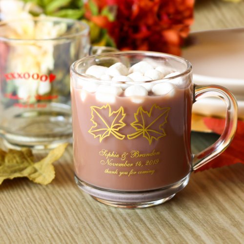 Personalized Glass Mug Fall Themed Wedding Favor