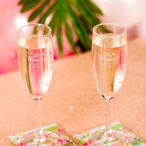 Let'S Flamingle Bachelorette Party Personalized Champagne Flute Favors