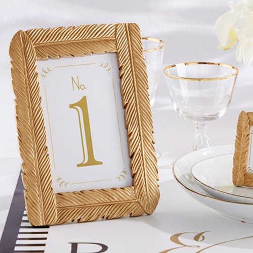 Fall Wedding Theme Gold Feather Table Number Frames