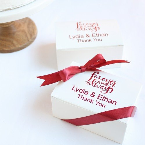 Burgundy, Pink and Gold Fall Themed wedding Personalized Cake Favor Boxes