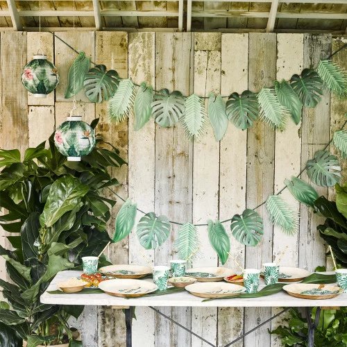Tropical Themed Wedding Palm Leave Garland Decor Idea