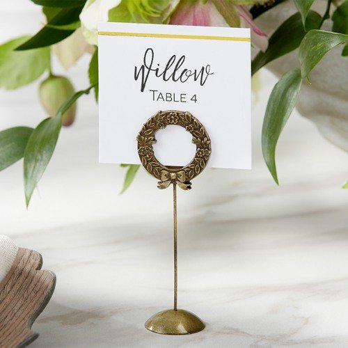 Gold Wreath Place Card Holders Wedding Decor Idea