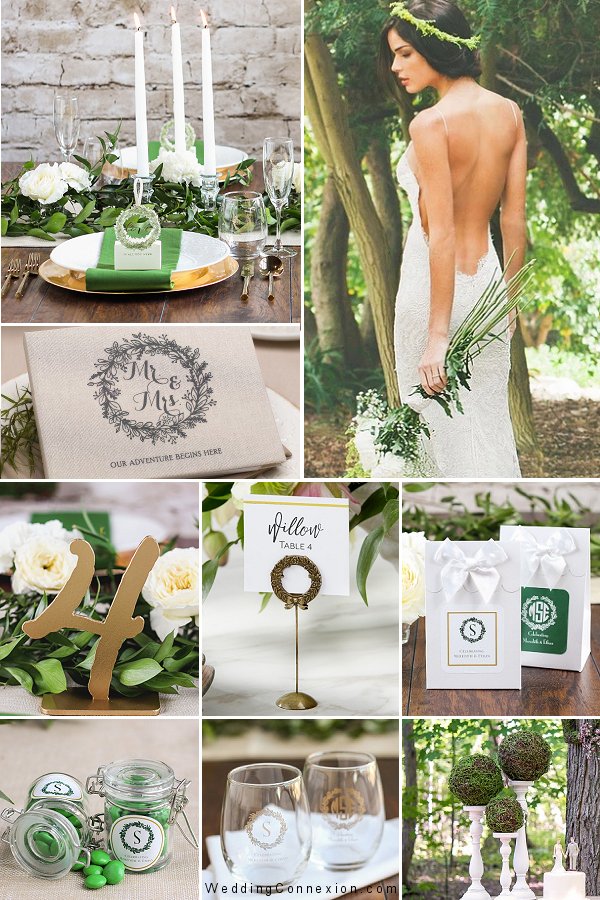 Forest Green And Gold Rustic Wreath Wedding Theme Inspiration - WeddingConnexion.com