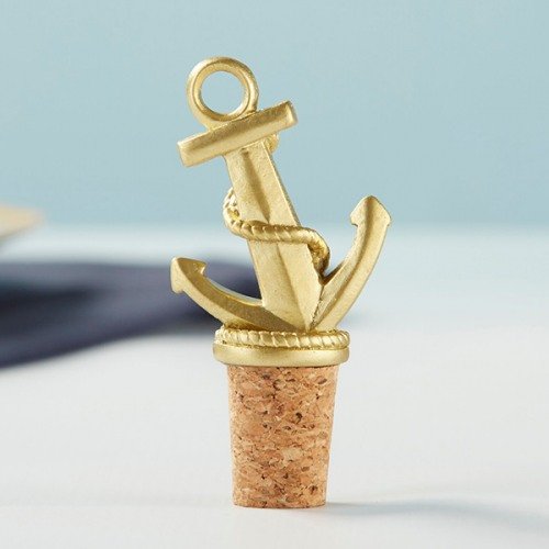 Gold Anchor Wine Bottle Stopper Nautical Wedding Theme Favors