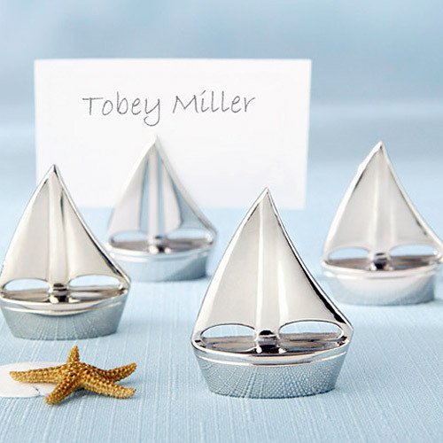 Silver Sailboat Place Card Holder Nautical Wedding Favors