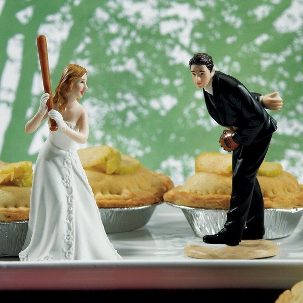 Baseball Sports Couple Figurine Wedding Cake Topper