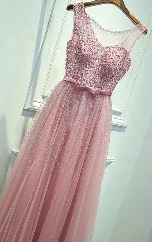 Organza Lace Pink Bridesmaid Dress