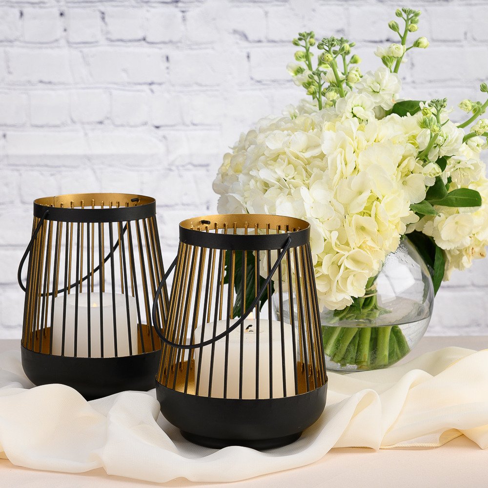 Large metal wire hanging lanterns