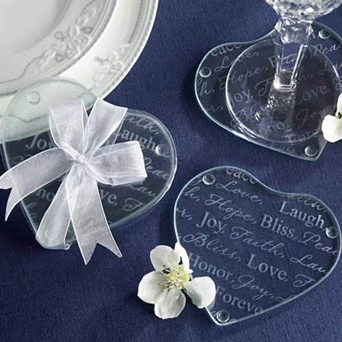 Good Wishes Heart Glass Coasters