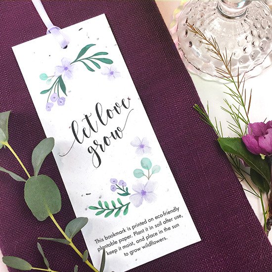 Let Love Grow Plantable Bookmark Eco-Friendly Wedding Favor