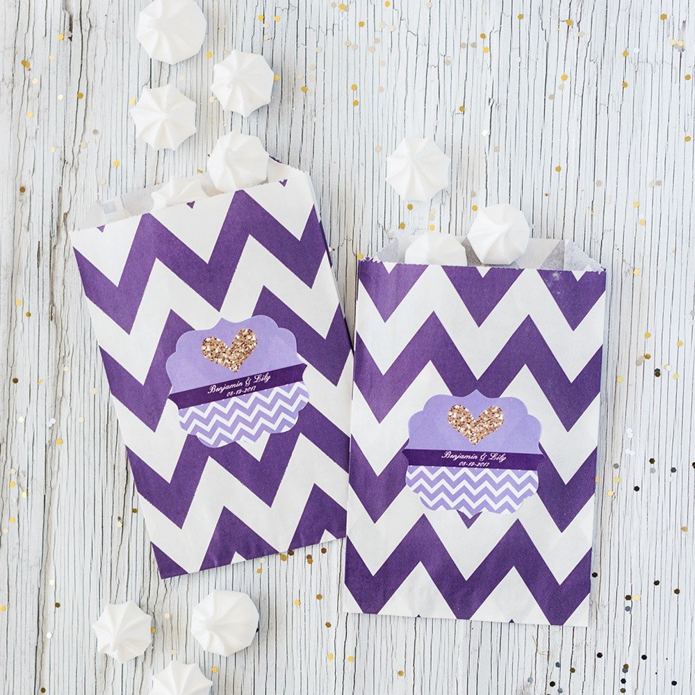 Personalized Purple Wedding Favor Bags