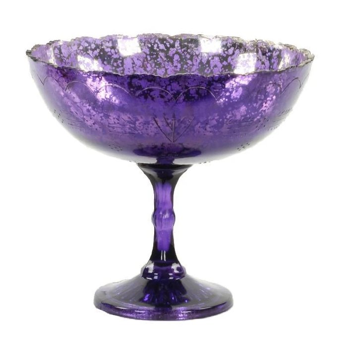 Wide Antique Pedestal Glass Compote Bowl Flower Centerpiece