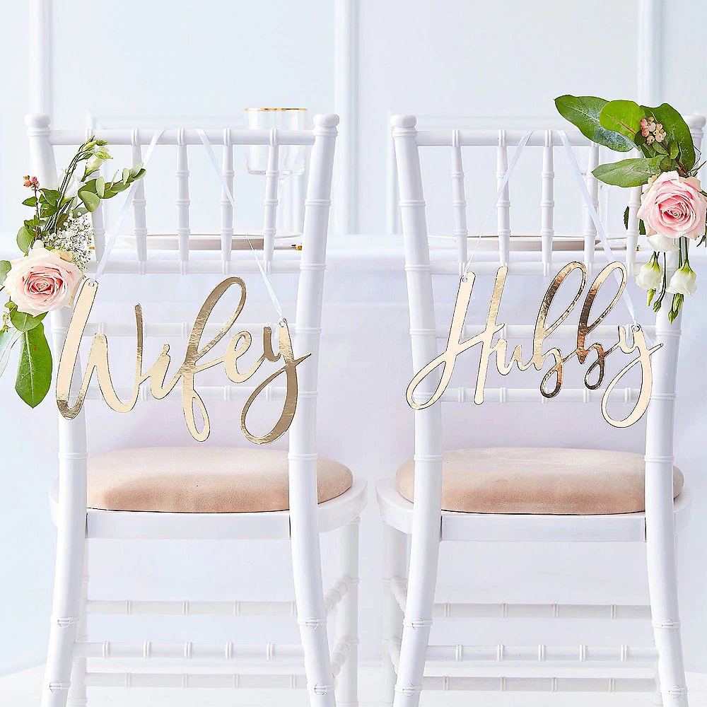 Gold Wedding Chair Signs