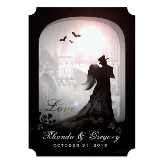 Love Silhouette Halloween Wedding Invitation