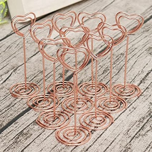 Rose Gold Heart Shaped Place Card Holders