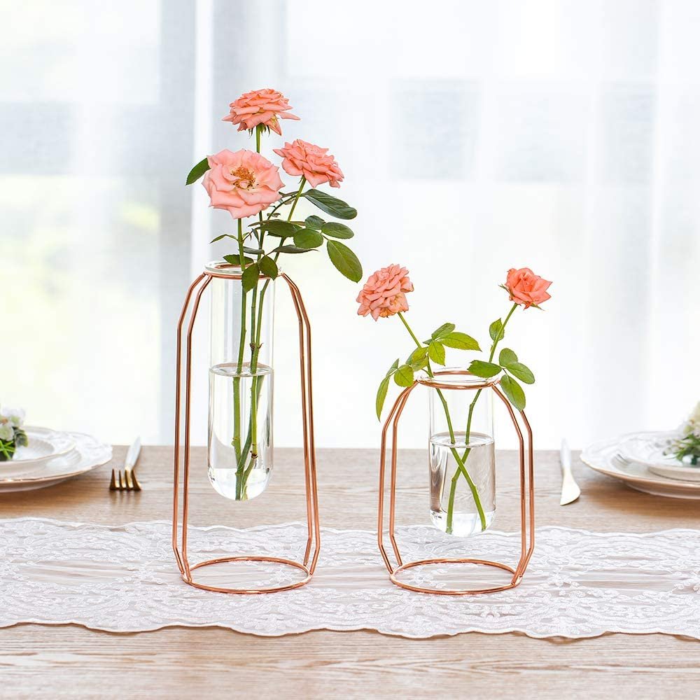 Rose Gold Vase Set Wedding Table Decor Idea