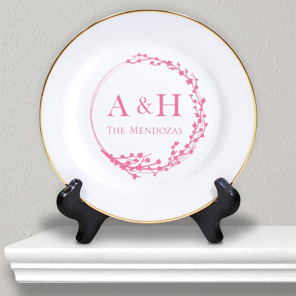 Personalized Cherry Blossom Ceramic Plate