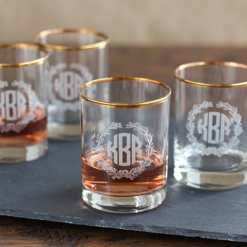 Personalized Old-fashioned Glass Set Bridal Shower Gift Idea