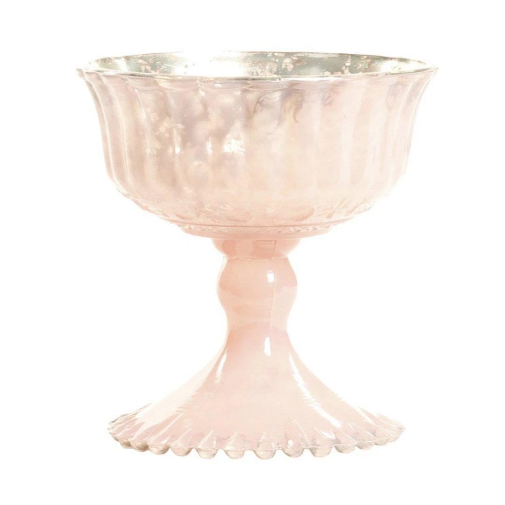 Pink Compote Bowl Pedestal Flower Vase