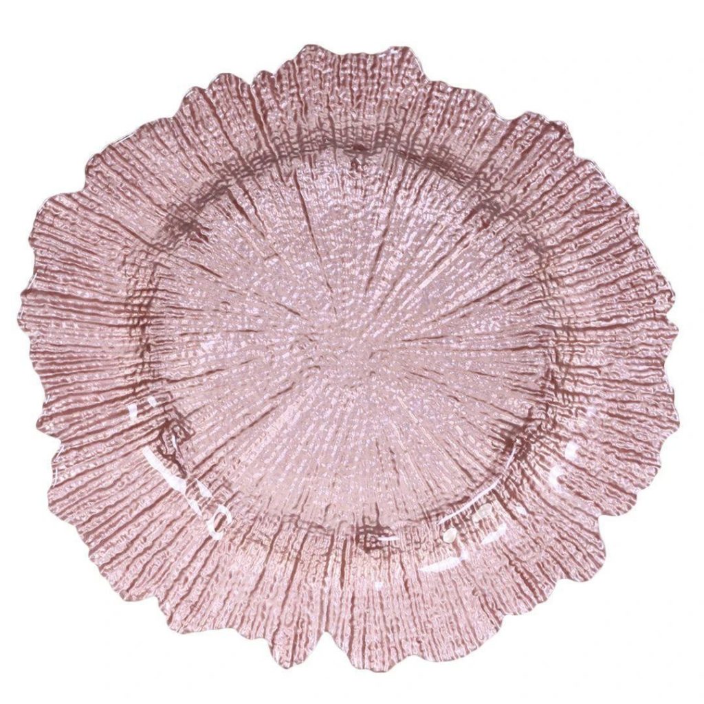 Pink Flora Glass Charger Plate