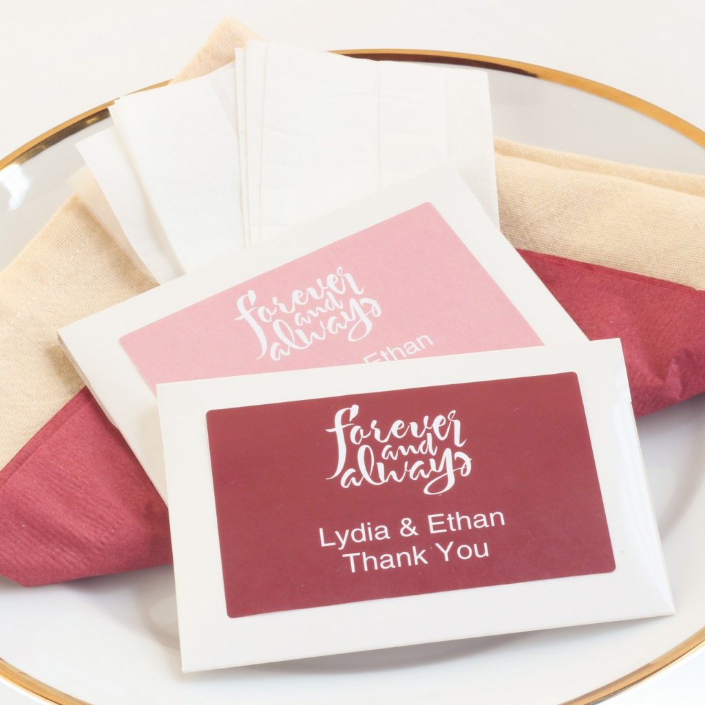 Pink and Red Wedding Theme Tissue Packet Favors