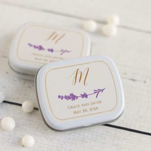 Personalized shades of purple Personalized Min Tin wedding favors