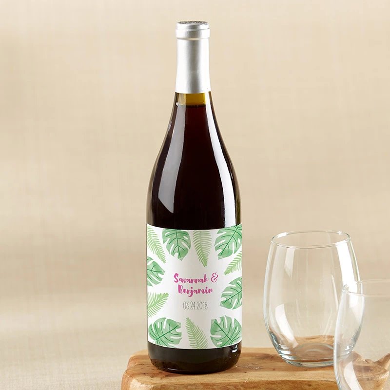 Palm & Pineapple Personalized Wine Bottle Labels