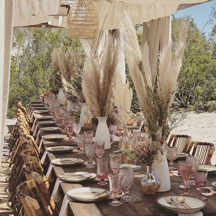 Pampas Grass Wedding Reception Decor