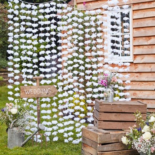 White Flower Hanging Backdrop Wedding Decor